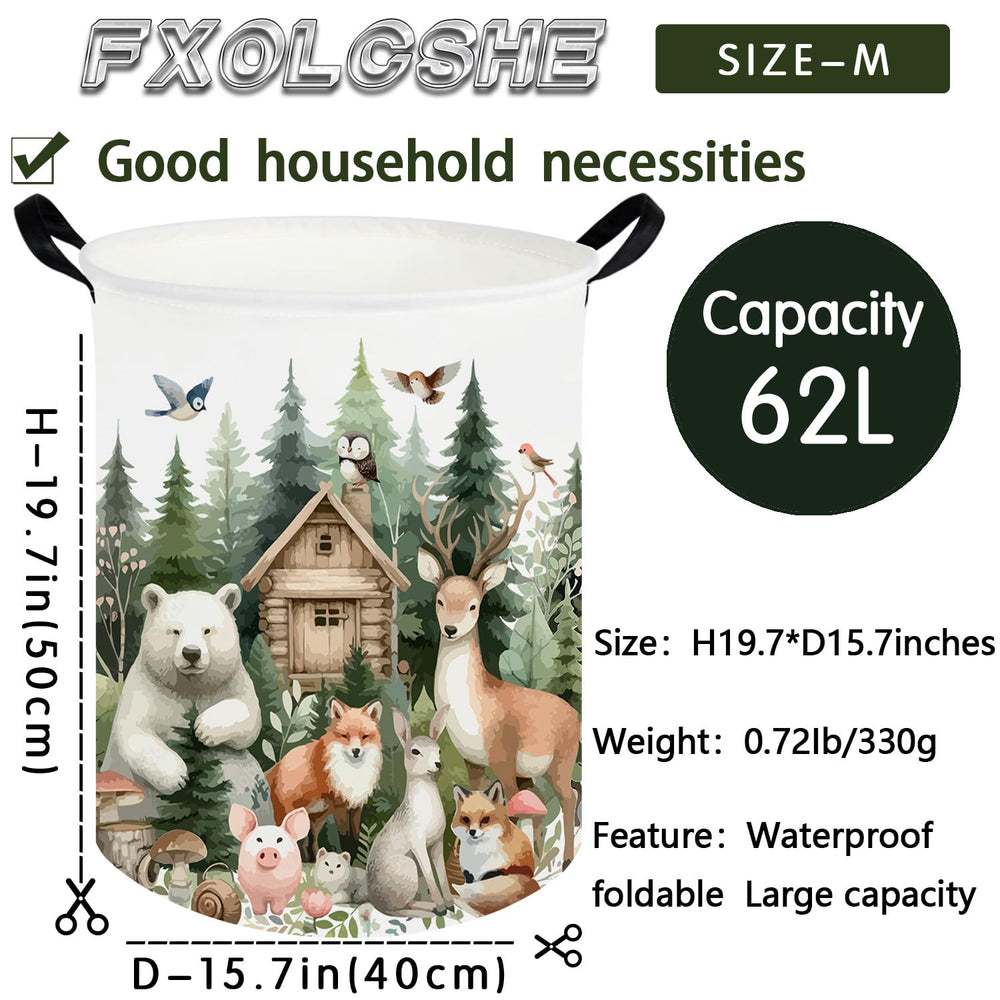 FXOCSHE forest animal laundry hamper nursery or dorm storage adds warmth.