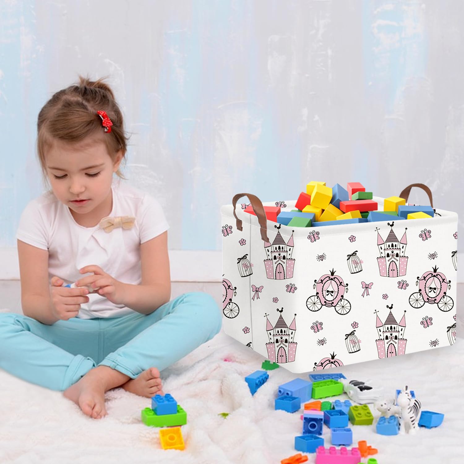 FXOCSHE pink princess decor basket adds charm to a girl's room.