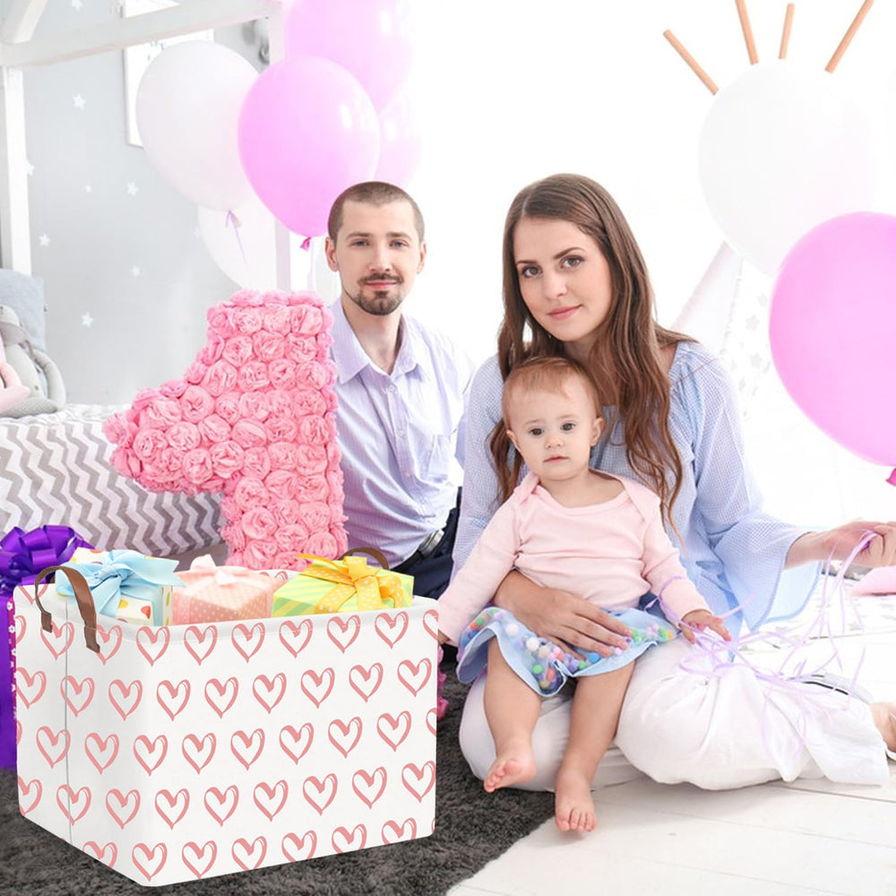 FXOCSHE heart print Easter basket in pink, playful decor.