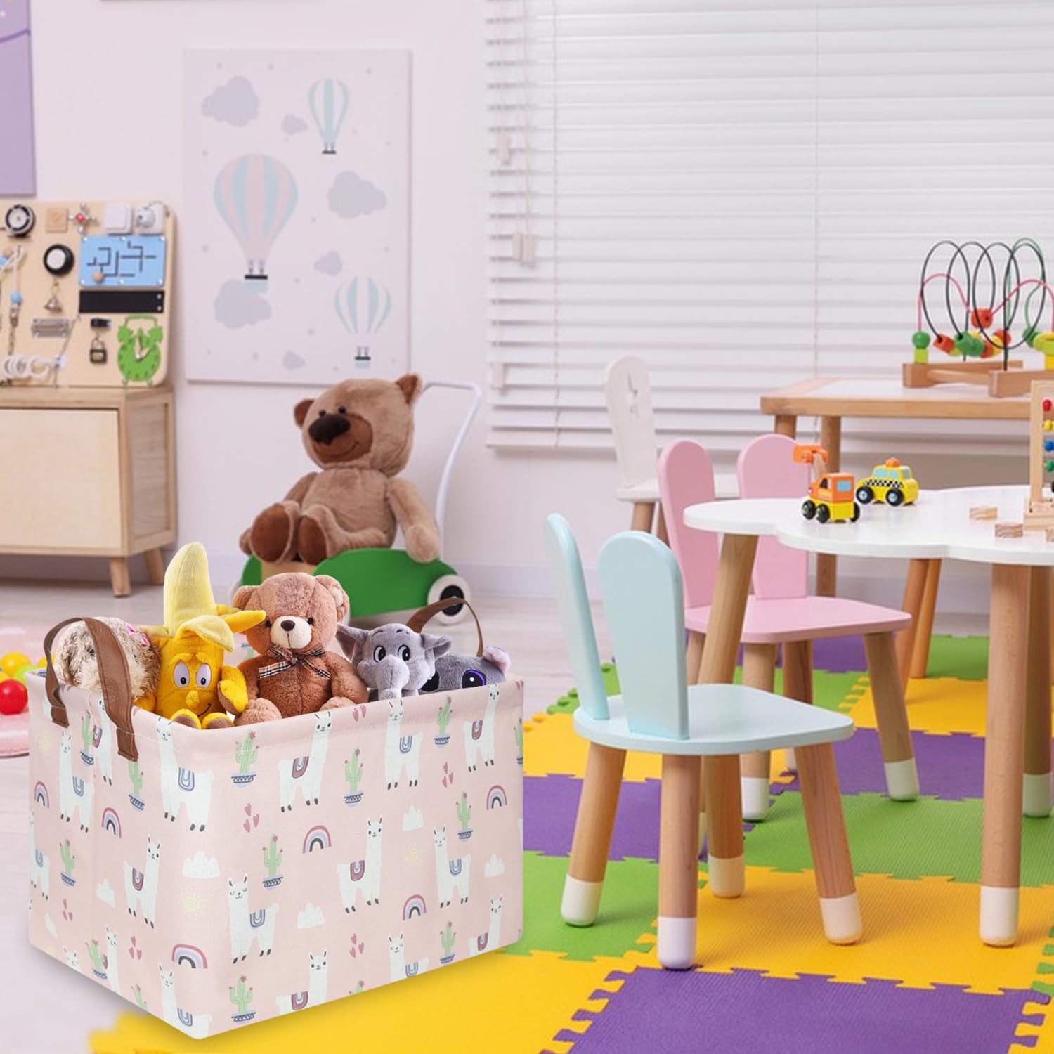 FXOCSHE kids clothes gift basket helps keep clothing and toys sorted.