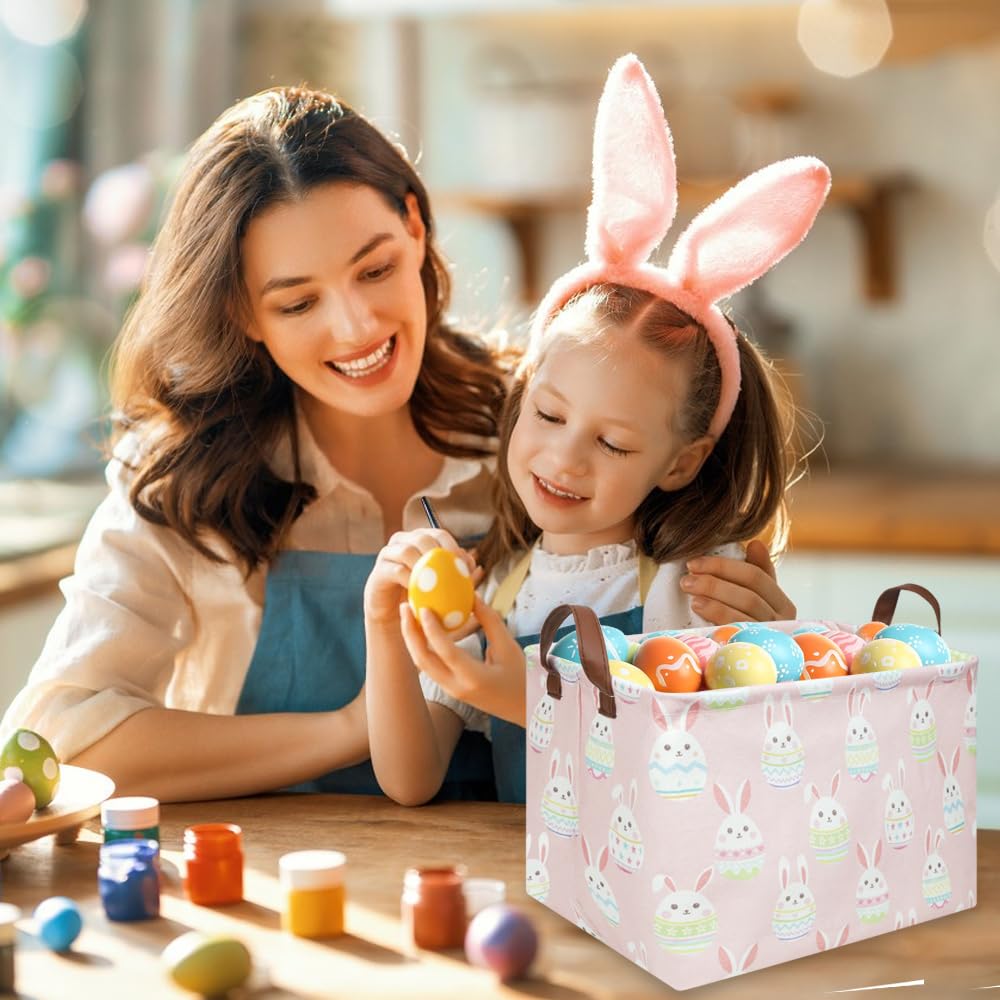 FXOCSHE kids storage bin pink in a bedroom for organized toys