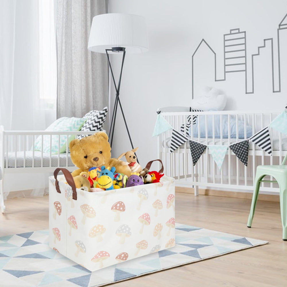 FXOCSHE lightweight canvas basket with leather handles for easy moving.