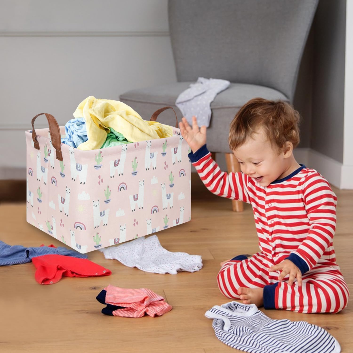 FXOCSHE nursery toy-decor basket adds cute charm and practical storage.