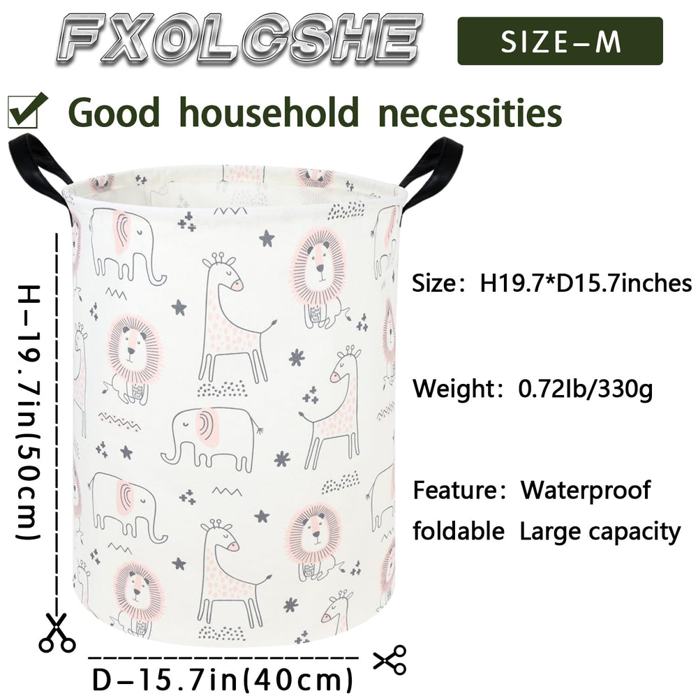FXOCSHE pink animal hamper features roomy capacity for clothes and toys.