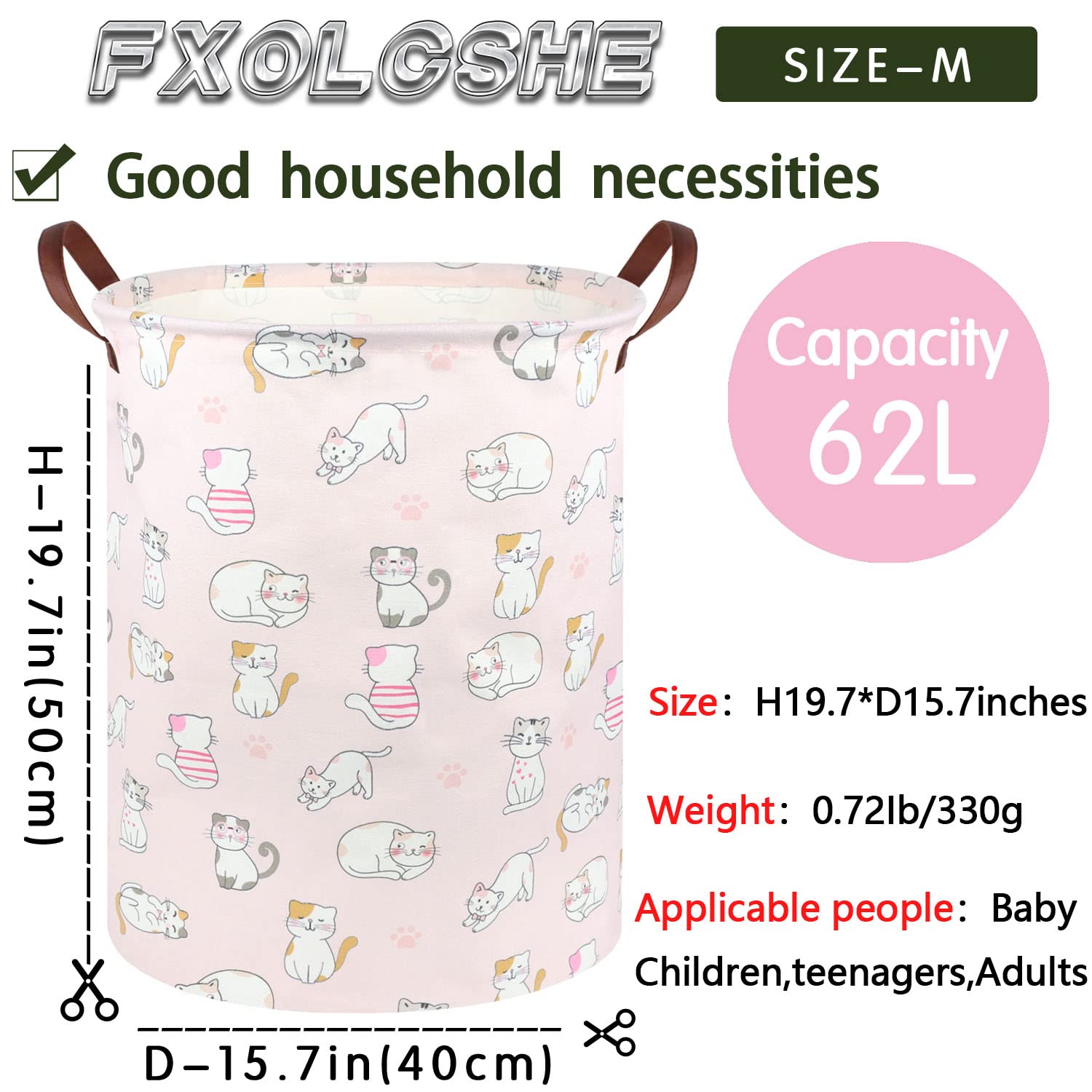 FXOCSHE Pink Hamper cat-room-decor enhances cute storage with charming design