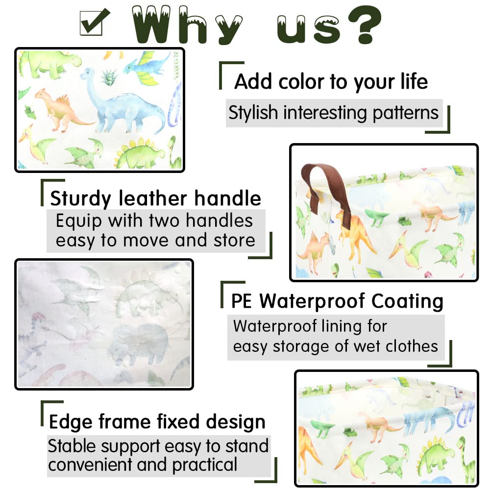 FXOCSHE Rectangle Dinosaur Basket material close-up, showing waterproof inner lining and durable fabric