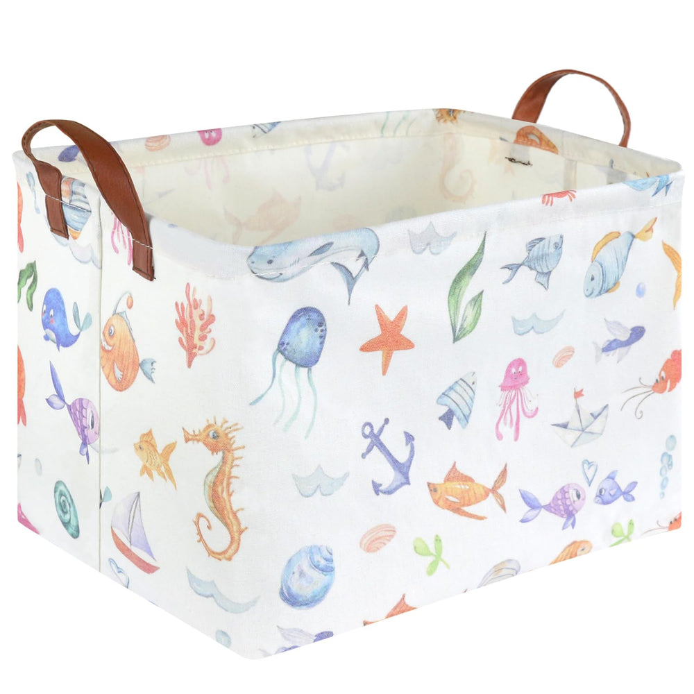 FXOCSHE Rectangle Fish Basket front view for roomy toy storage.