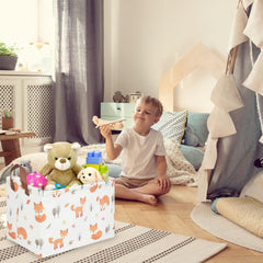 FXOCSHE Rectangle Fox Basket folded compactly saves space in small rooms.