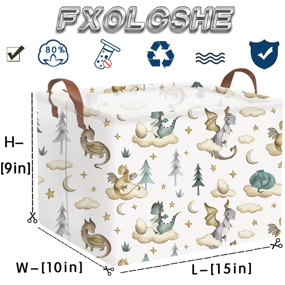 FXOCSHE rectangular dinosaur basket leather handle detail for portable use