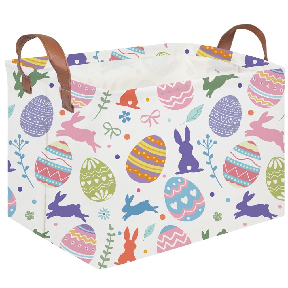 FXOCSHE rectangular Easter basket with egg pattern for organized toy storage