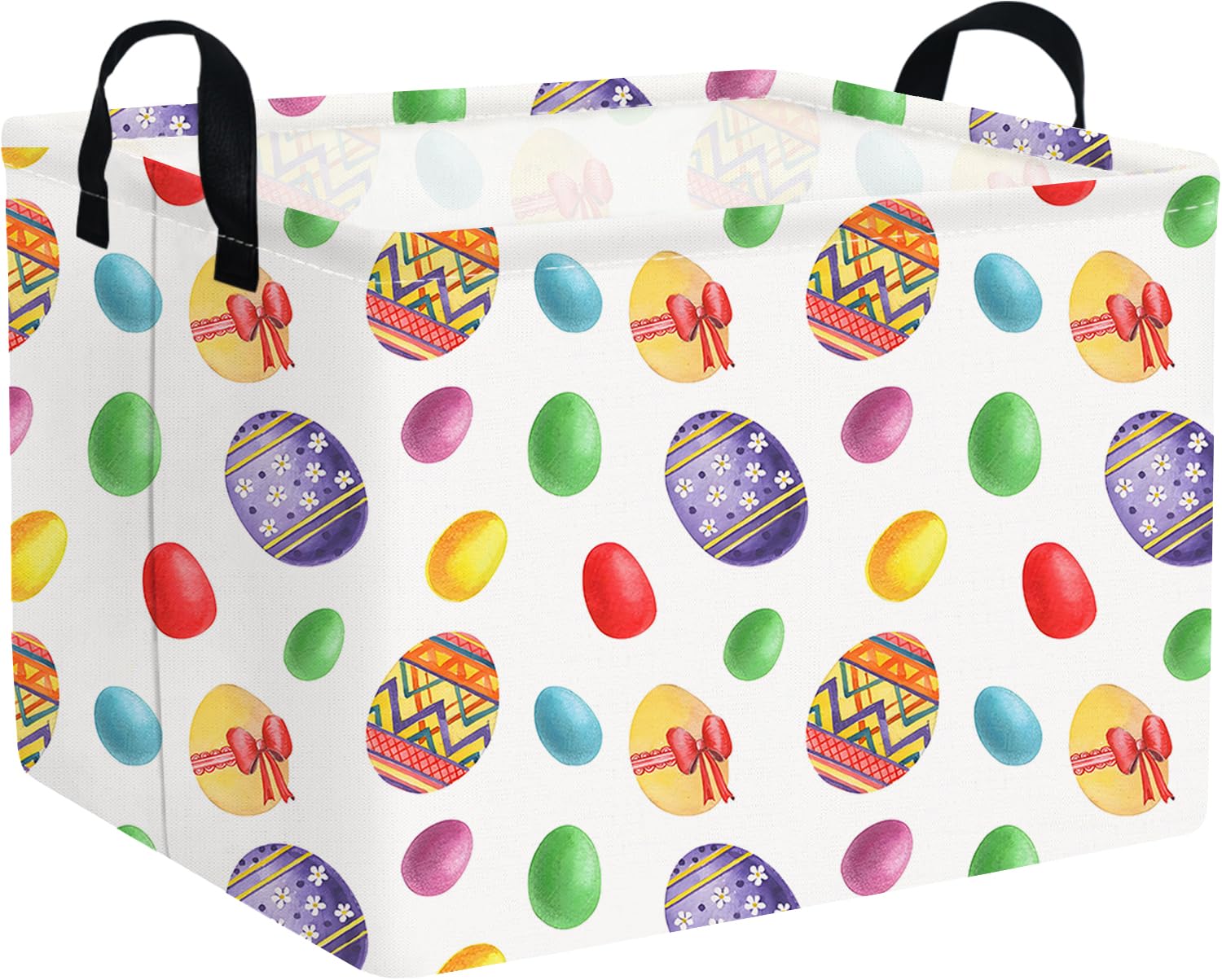 FXOCSHE rectangular Easter basket front view for versatile toy storage and home organization.
