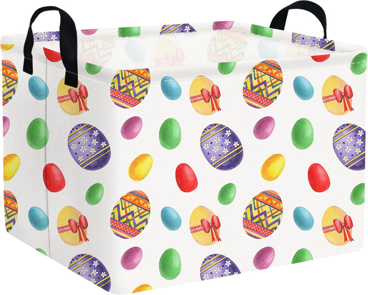 FXOCSHE rectangular Easter basket front view for versatile toy storage and home organization.