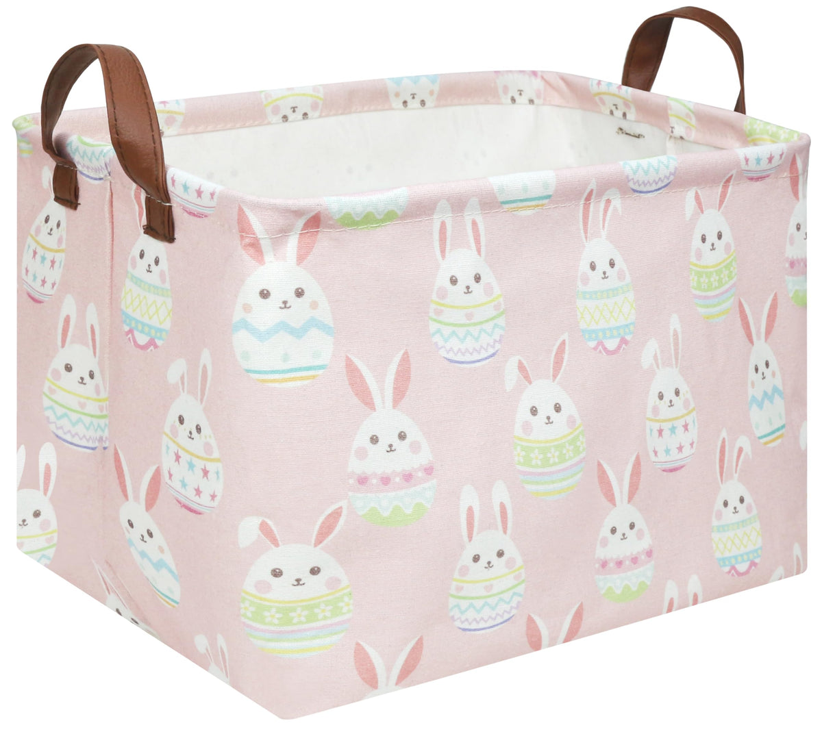 FXOCSHE rectangular Easter basket pink front view for toy storage and organization