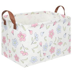 FXOCSHE rectangular flower basket front view with blue floral design for nursery decor.