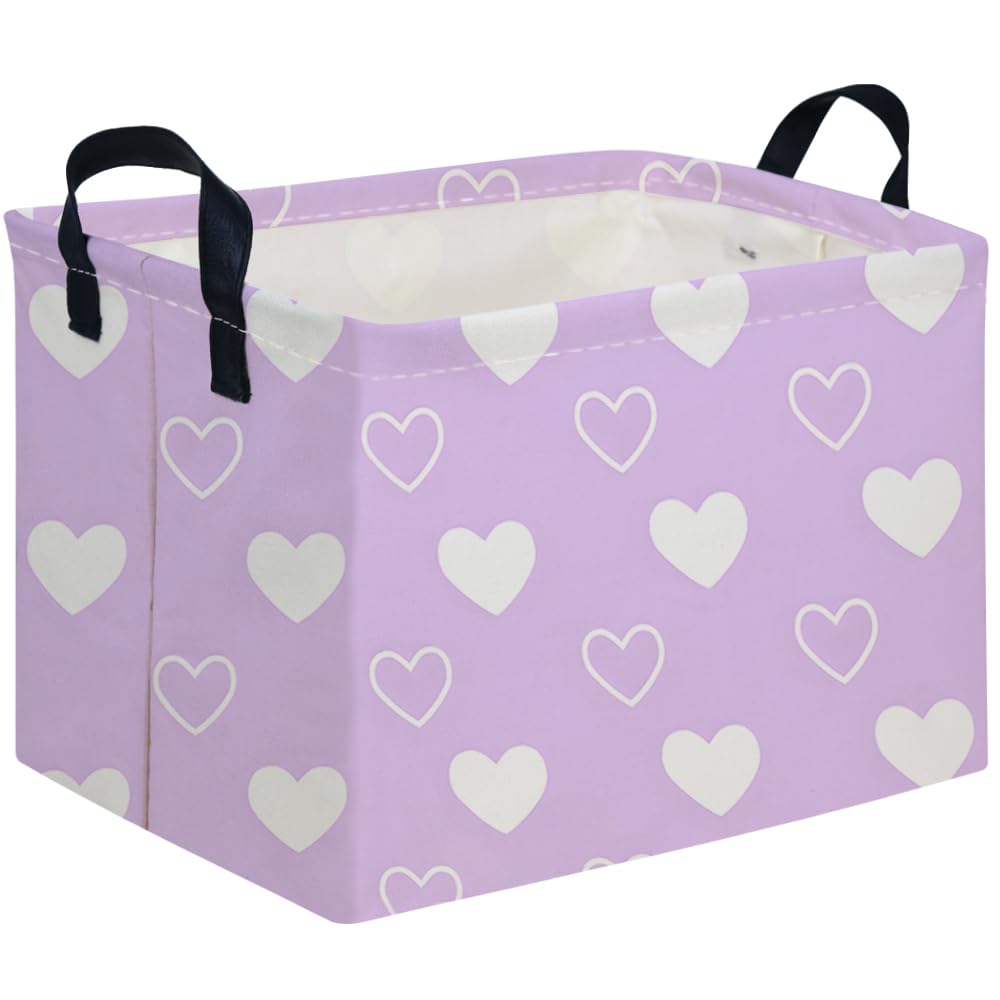 FXOCSHE rectangular purple heart storage basket front view ideal for toy organization