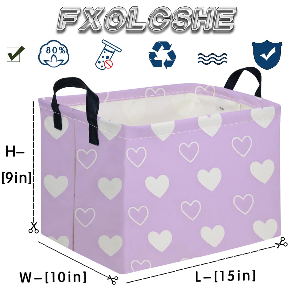 FXOCSHE rectangular purple heart storage basket packaged and ready to ship