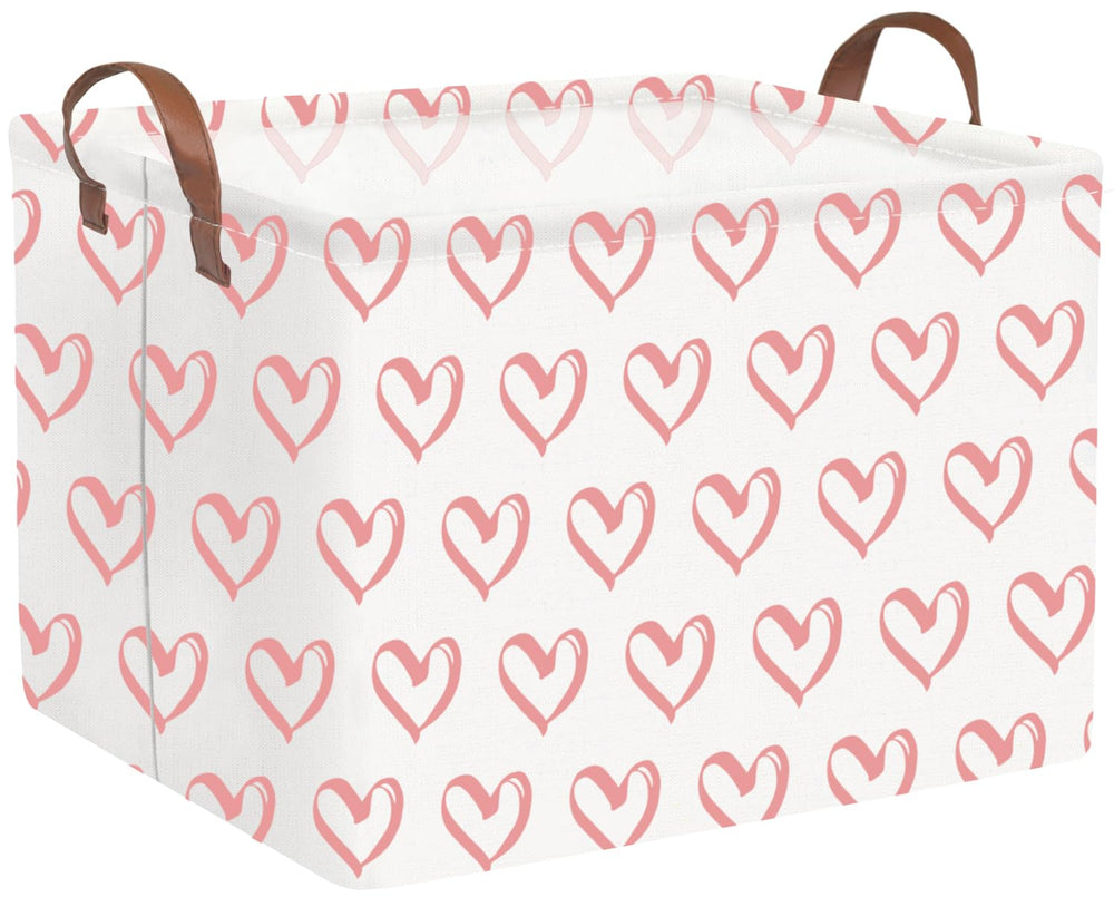FXOCSHE Rectangular Valentines Basket with pink heart print, ideal for gifting and storage.