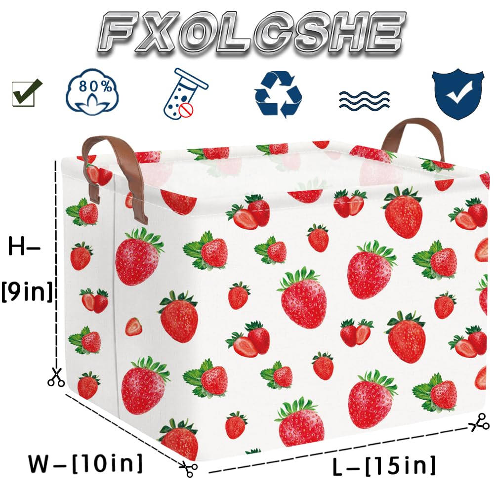 FXOCSHE strawberry basket material-texture highlights cotton linen and waterproof lining