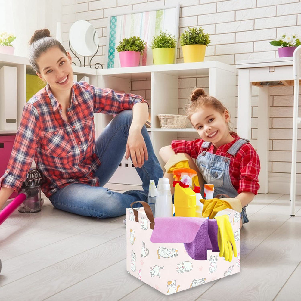 FXOCSHE pink cat toy storage bin for kid-friendly organization