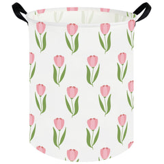 FXOCSHE Tulip hamper folded demonstrates compact storage for toys and clothes