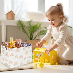 FXOCSHE Waterproof foldable canvas laundry basket keeps damp items contained and easy to carry.