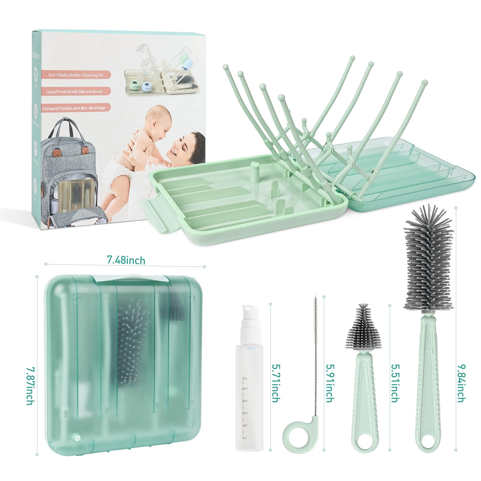 FXXQHT 6-in-1 kit silicone brush ideal for versatile bottle cleaning.