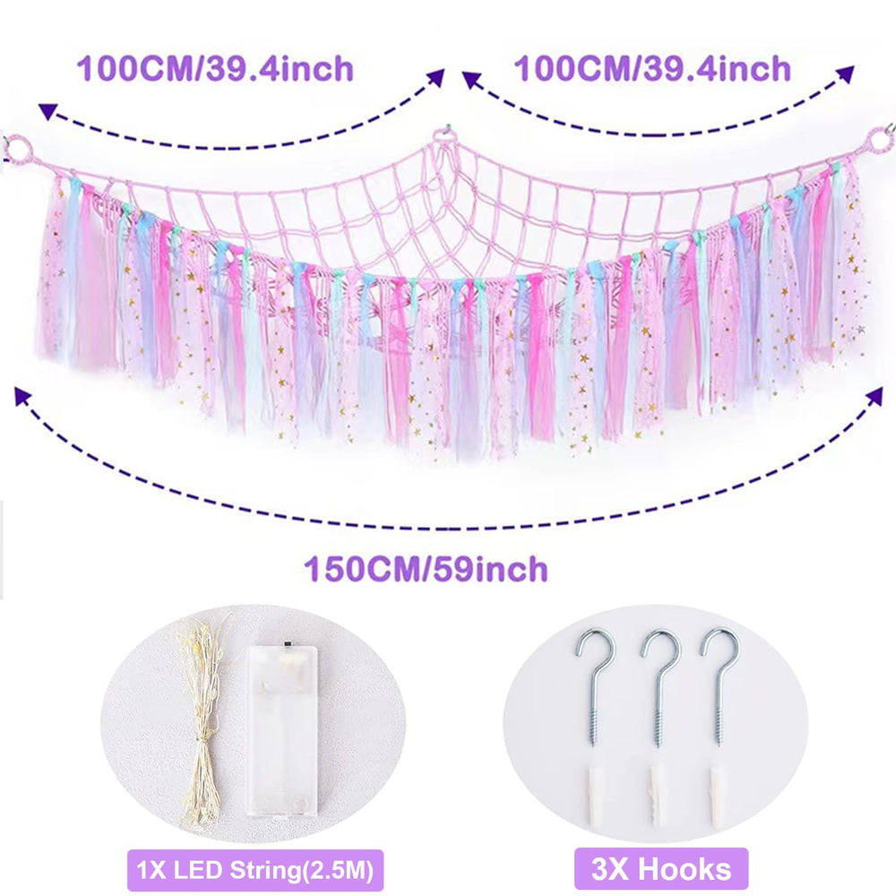FYANER stuffed animal hammock with colorful tassels adds playful color and easy toy organization