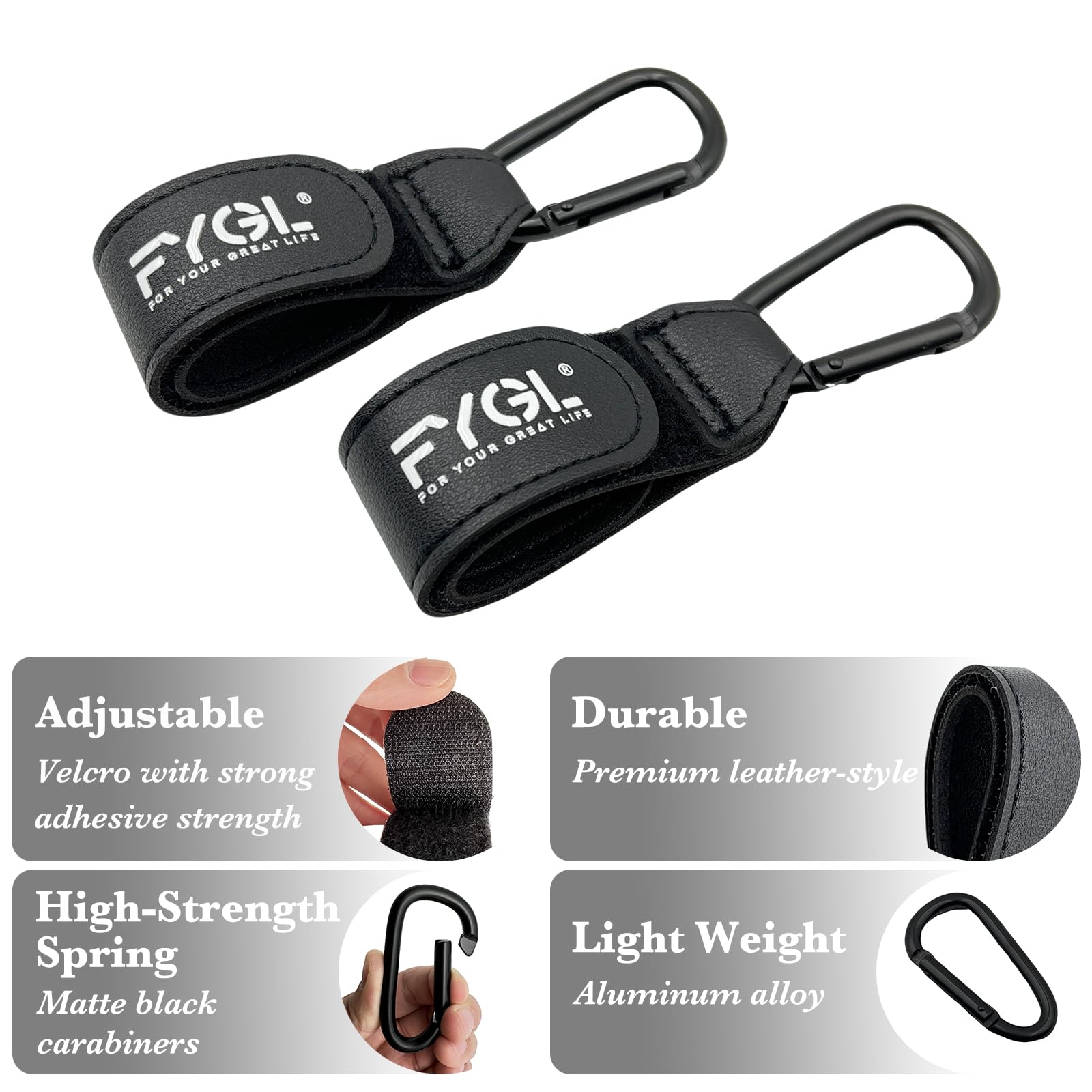 FYGL Stroller Hooks travel-friendly clip keeps belongings close while you go.