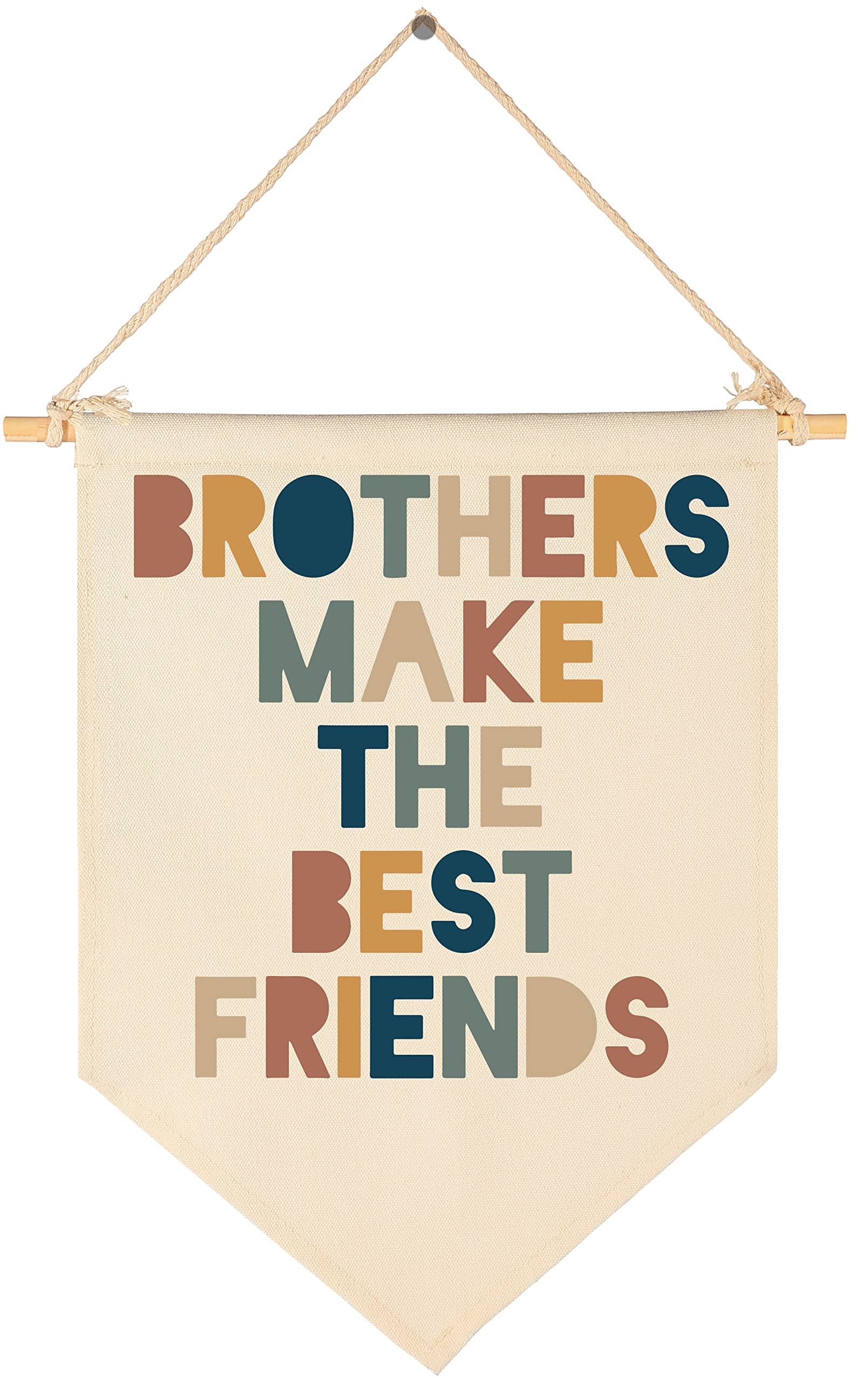 FYSIA Brothers Make The Best Friends banner setup showcases warm beige canvas for cozy nursery styling.