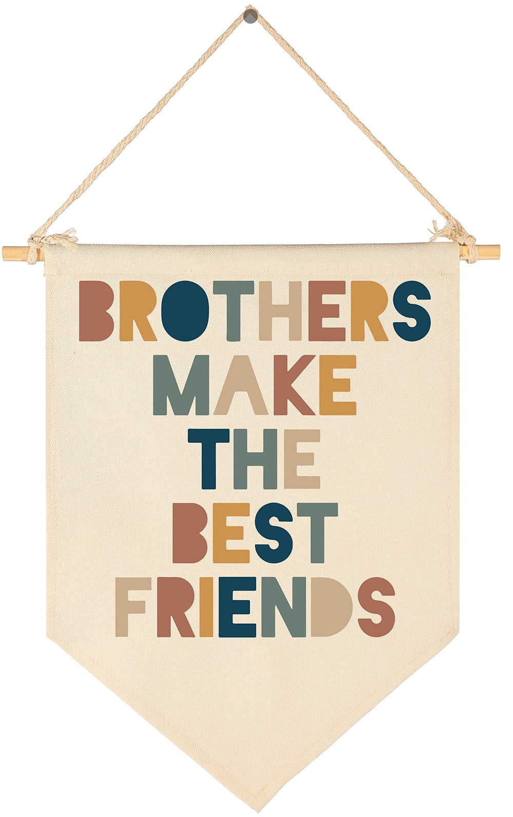 FYSIA Brothers Make The Best Friends banner setup showcases warm beige canvas for cozy nursery styling.