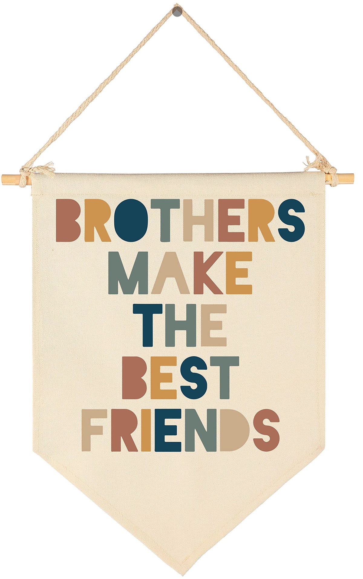 FYSIA Brothers Make The Best Friends banner setup showcases warm beige canvas for cozy nursery styling.