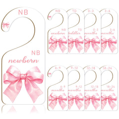 FYSUIMU pink bow dividers for newborn wardrobe organization and easy age sorting.