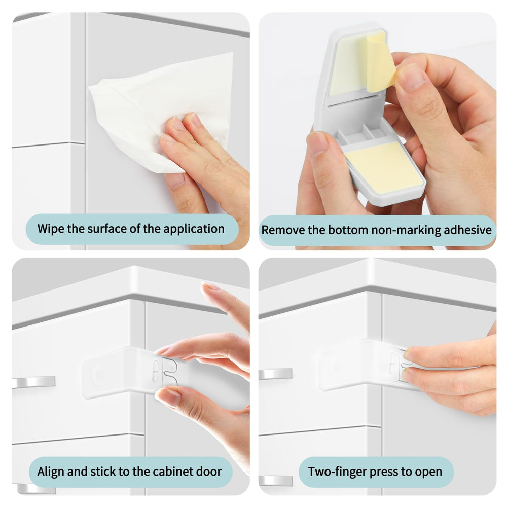 FYY angle-type locks on a cabinet with easy access for adults.