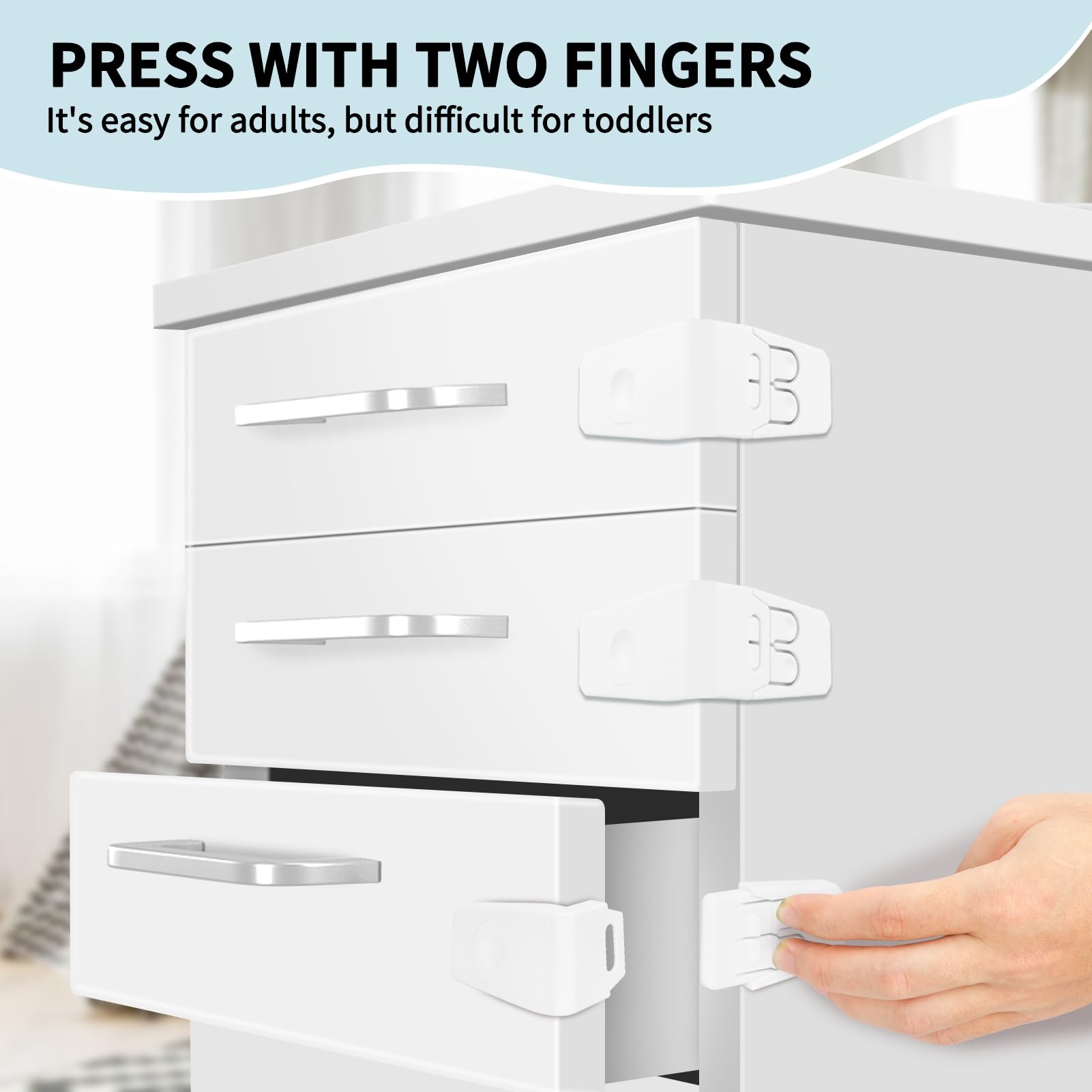 FYY cabinet locks BPA-free ABS plastic emphasizes safety and durability.