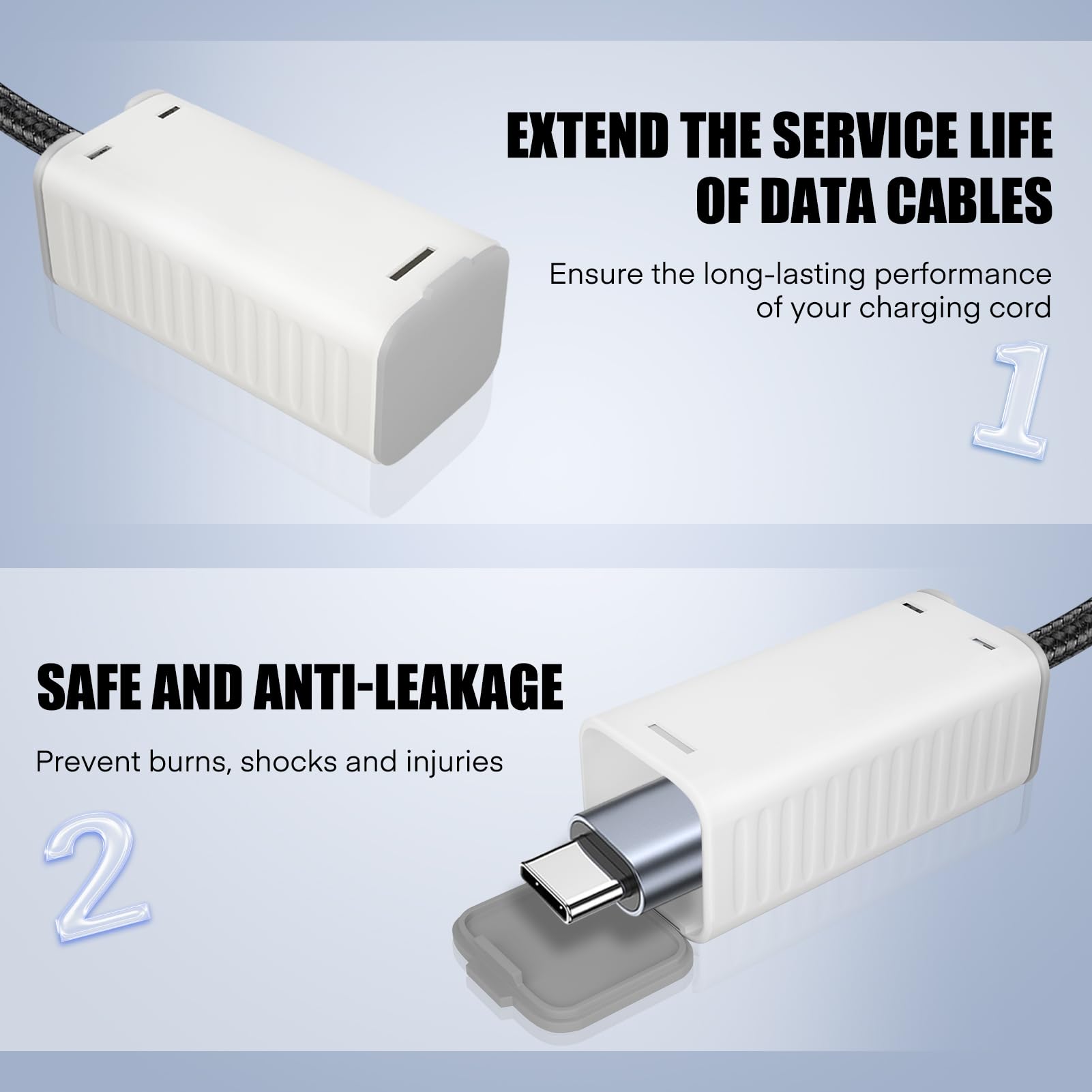 FYY cord cover top and bottom openings allow charging without removal.