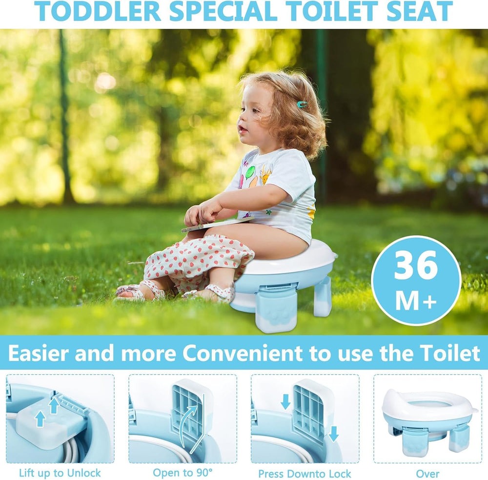 Fyylkj portable travel potty blue on-toilet setup for quick home use.