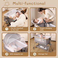 FYYWBABY baby bassinet diaper-table attachment highlights convenient diaper changes