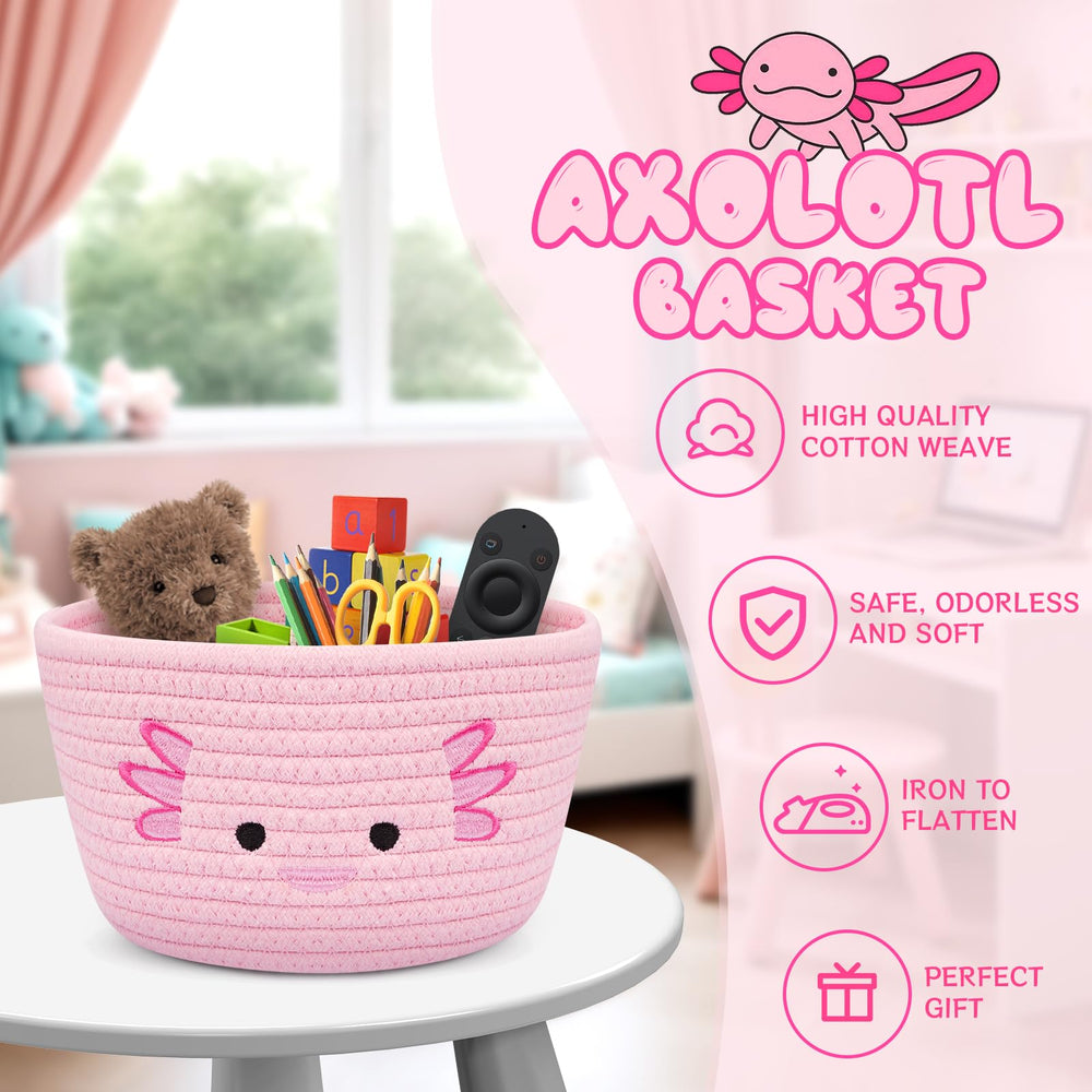 Fyzzra axolotl basket organizes baby toys and skincare products