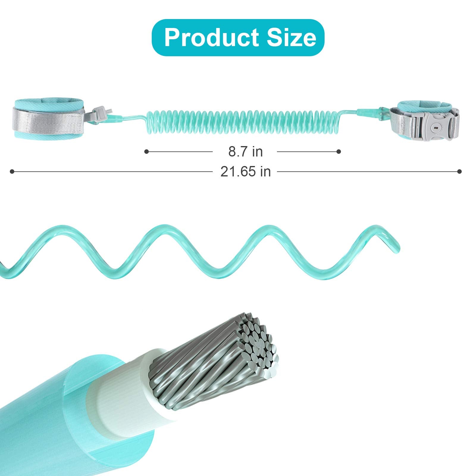 Fzbjayoon anti-lost wrist link extendable wire showing 2.5m reach