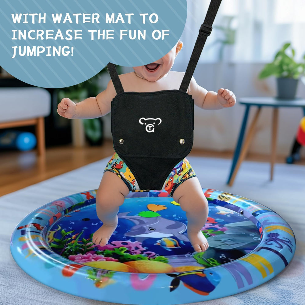 G TALECO GEAR baby jumper with stand side view shows sturdy frame