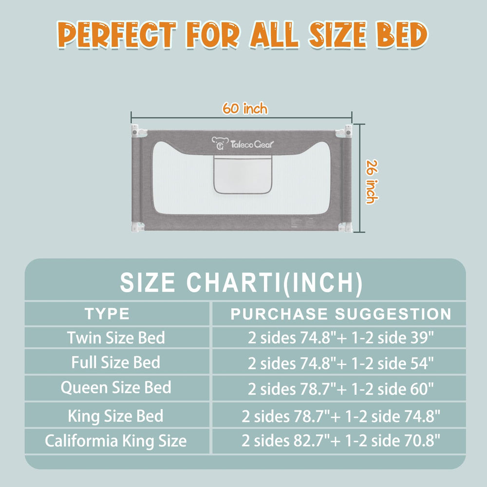 G TALECO GEAR bed rail fits twin to king beds