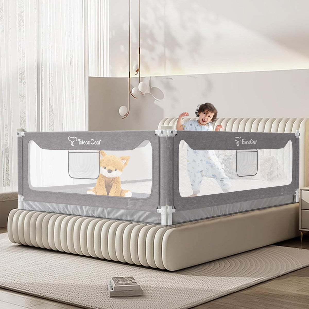 G TALECO GEAR bed rail queen-size overview demonstrates a sturdy, safe transition barrier for toddlers.