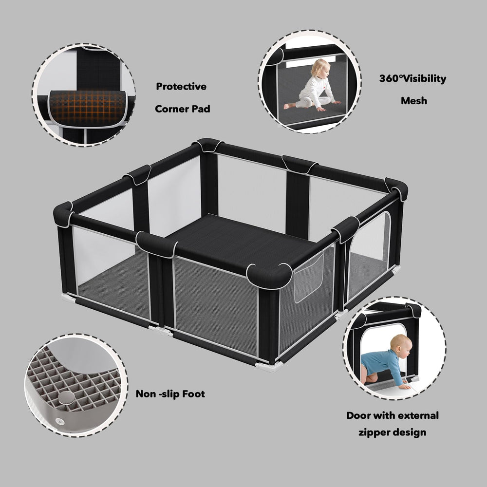 G TALECO GEAR foldable playpen anti slip base reduces tipping during active play
