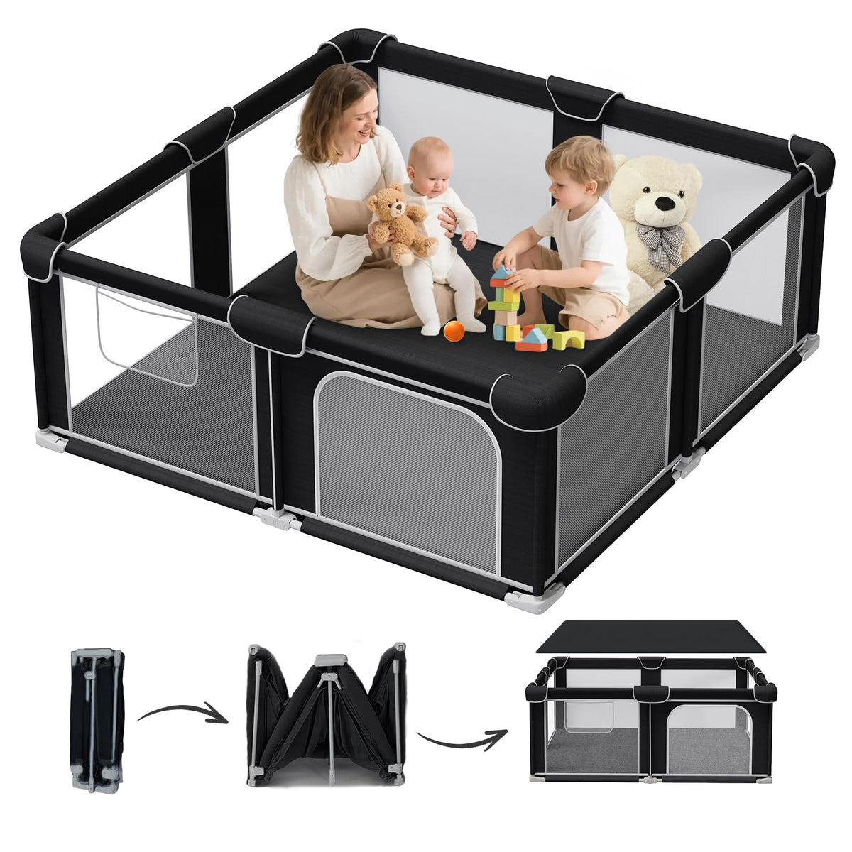 G TALECO GEAR foldable playpen base offers stable foundation for safe play