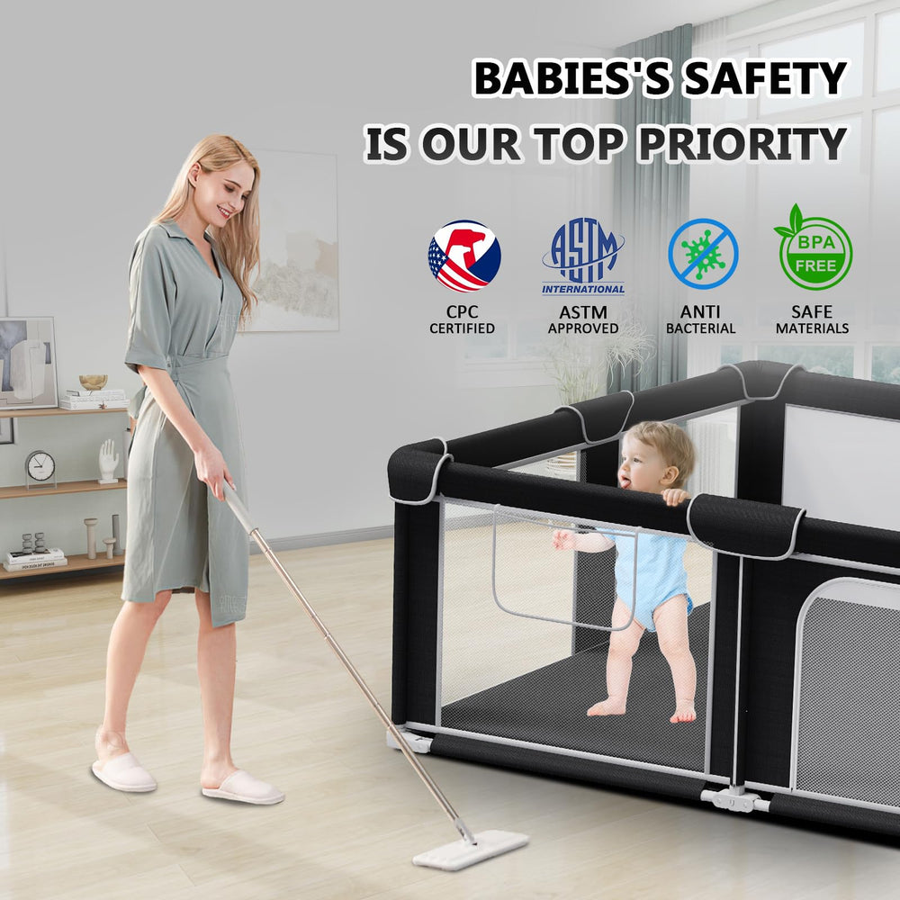G TALECO GEAR foldable playpen side mesh emphasizes 360 degree visibility and airflow