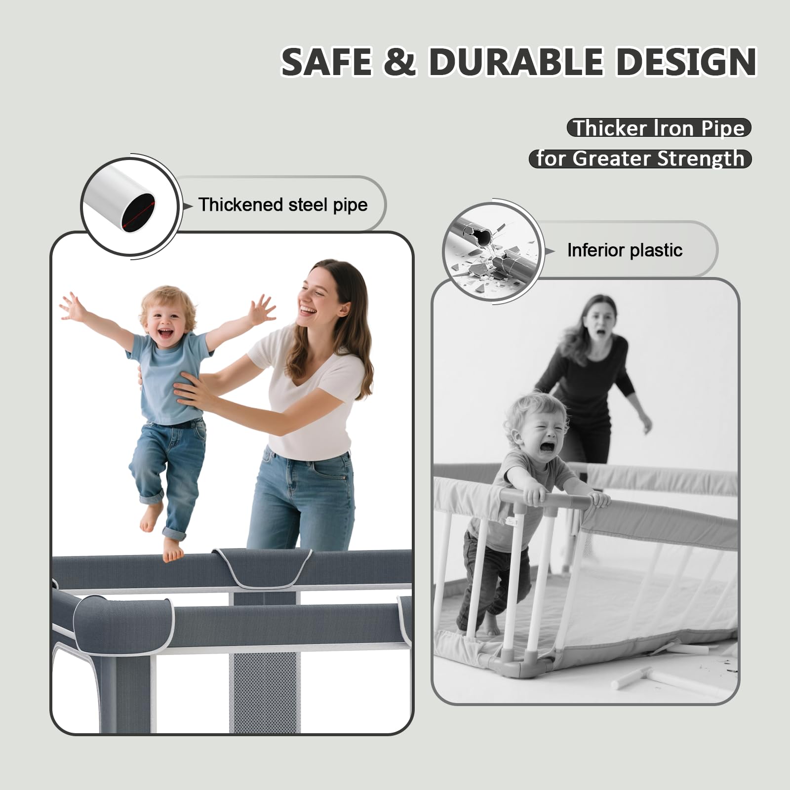 G TALECO GEAR playpen external zip closure helps prevent climbing escapes