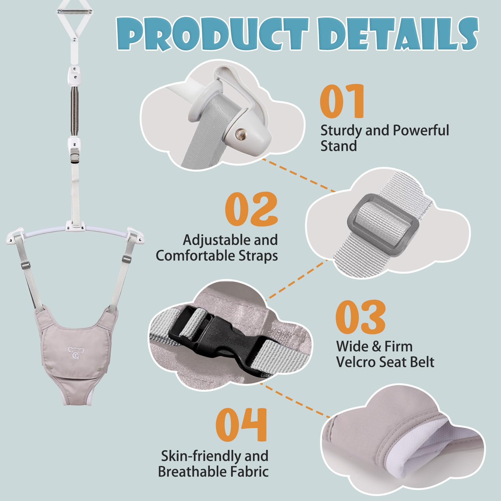 G TALECO GEAR portable baby jumper with carrying handle ready for travel