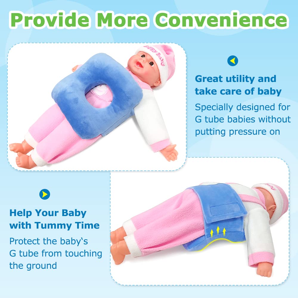 G Tube tummy time pillow protects feeding tubes during daily play and movement