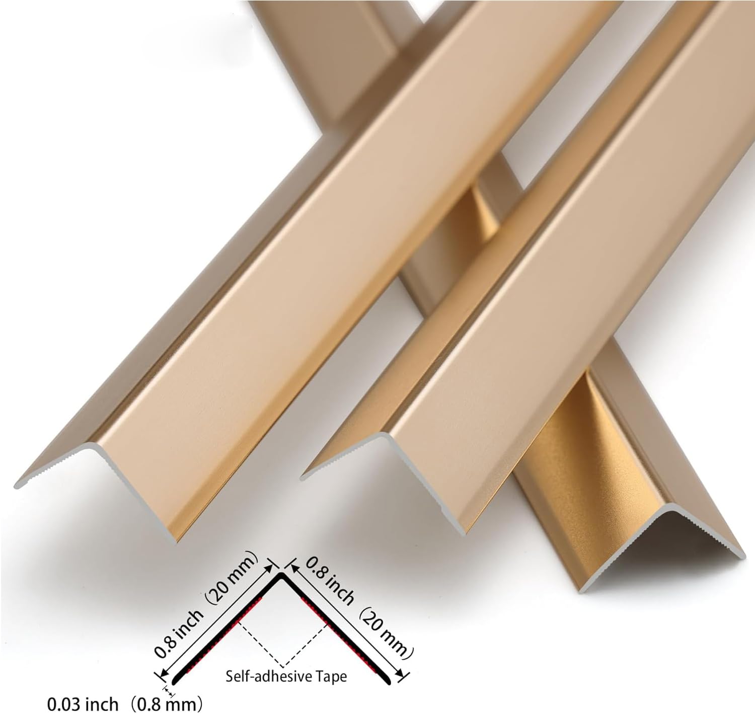 Gaahing L-molding wall protection image with matte gold finish for stylish durability.