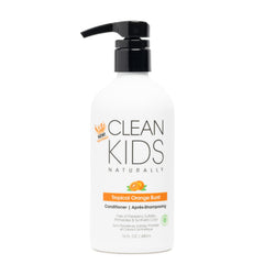 Gabriel Cosmetics Clean Kids Naturally Conditioner bottle with Orange Burst leaving hair soft and easy to detangle